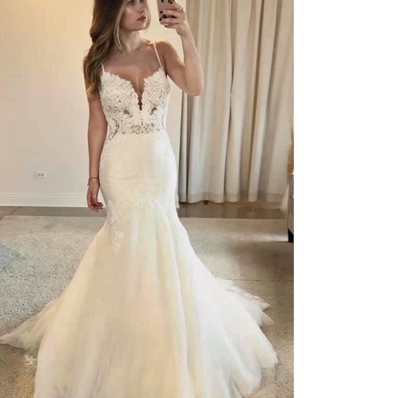 Martina Liana Dresses & Skirts - Never  worn wedding gown with cathedral veil.